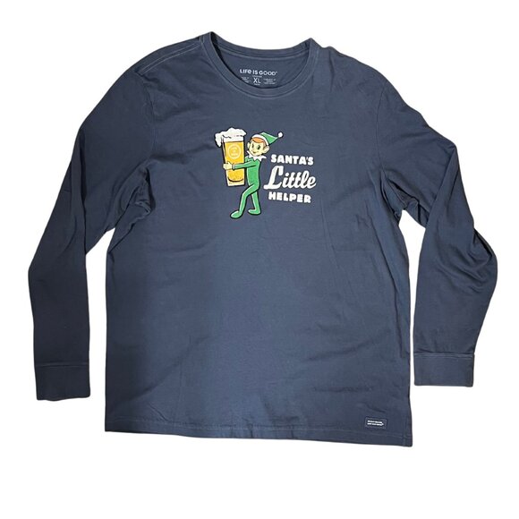 🎄 Life is Good "Santa’s Little Helper" Long Sleeve Graphic Tee – Men’s XL - Picture 1 of 8